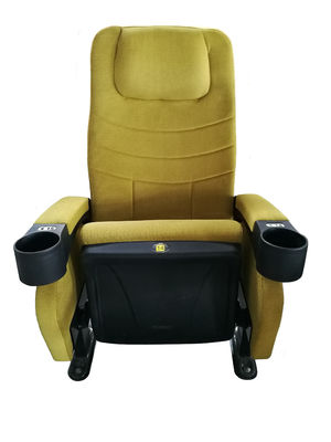 Eco Friendly Commercial Theater Seating Steel Floor Mounted Legs Movable Armrest